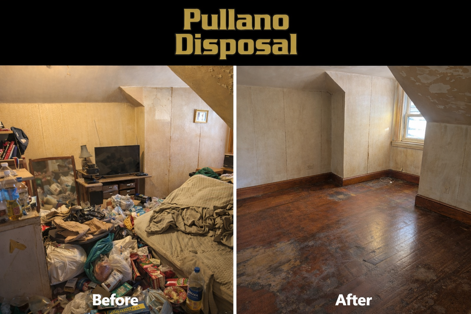 Junk removal before and after - bedroom cleanout