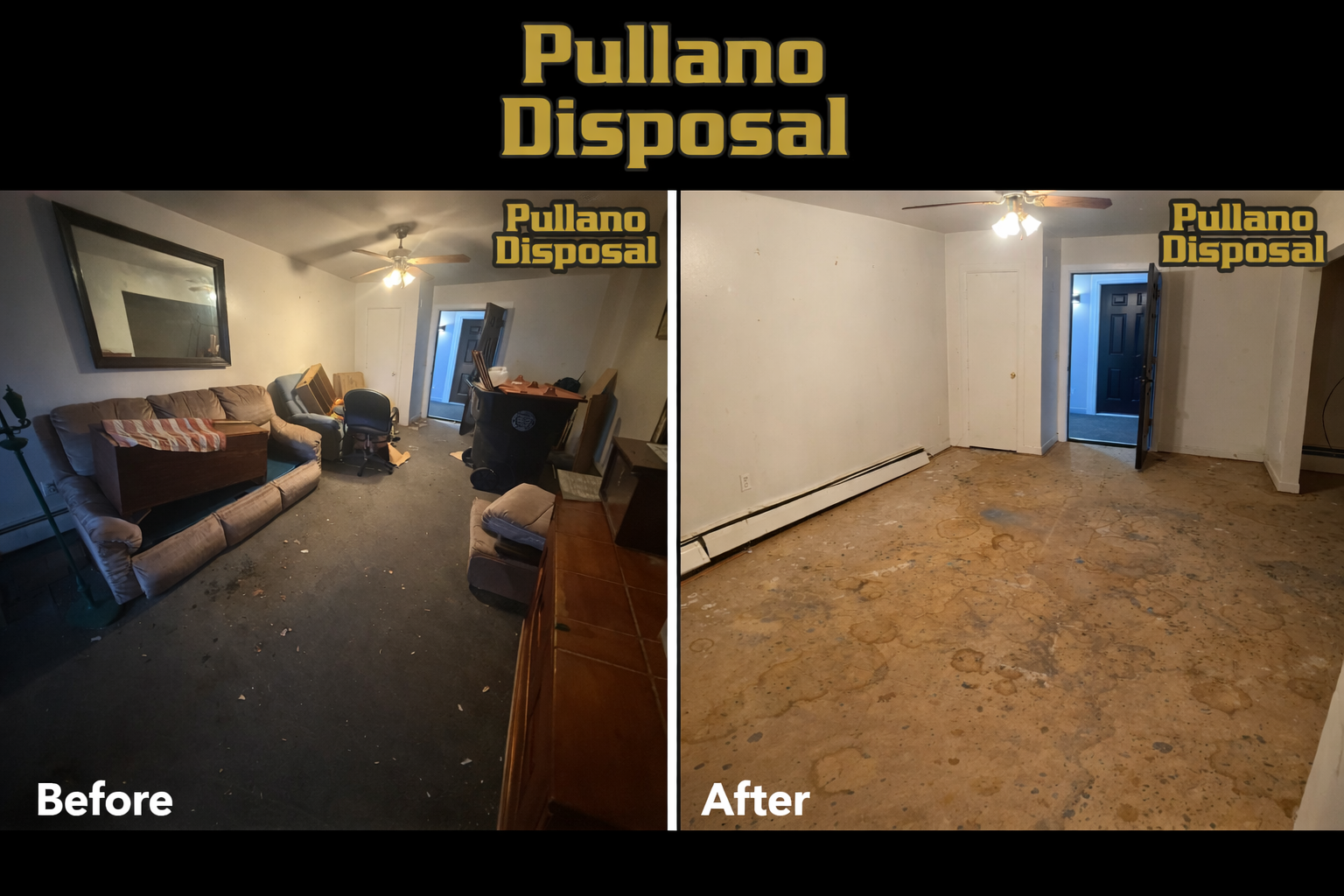 Junk removal before and after - furniture removal